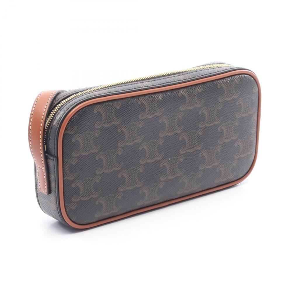 Celine Leather Canvas Shoulder Camera Brown Multicolor Bag Triomphe